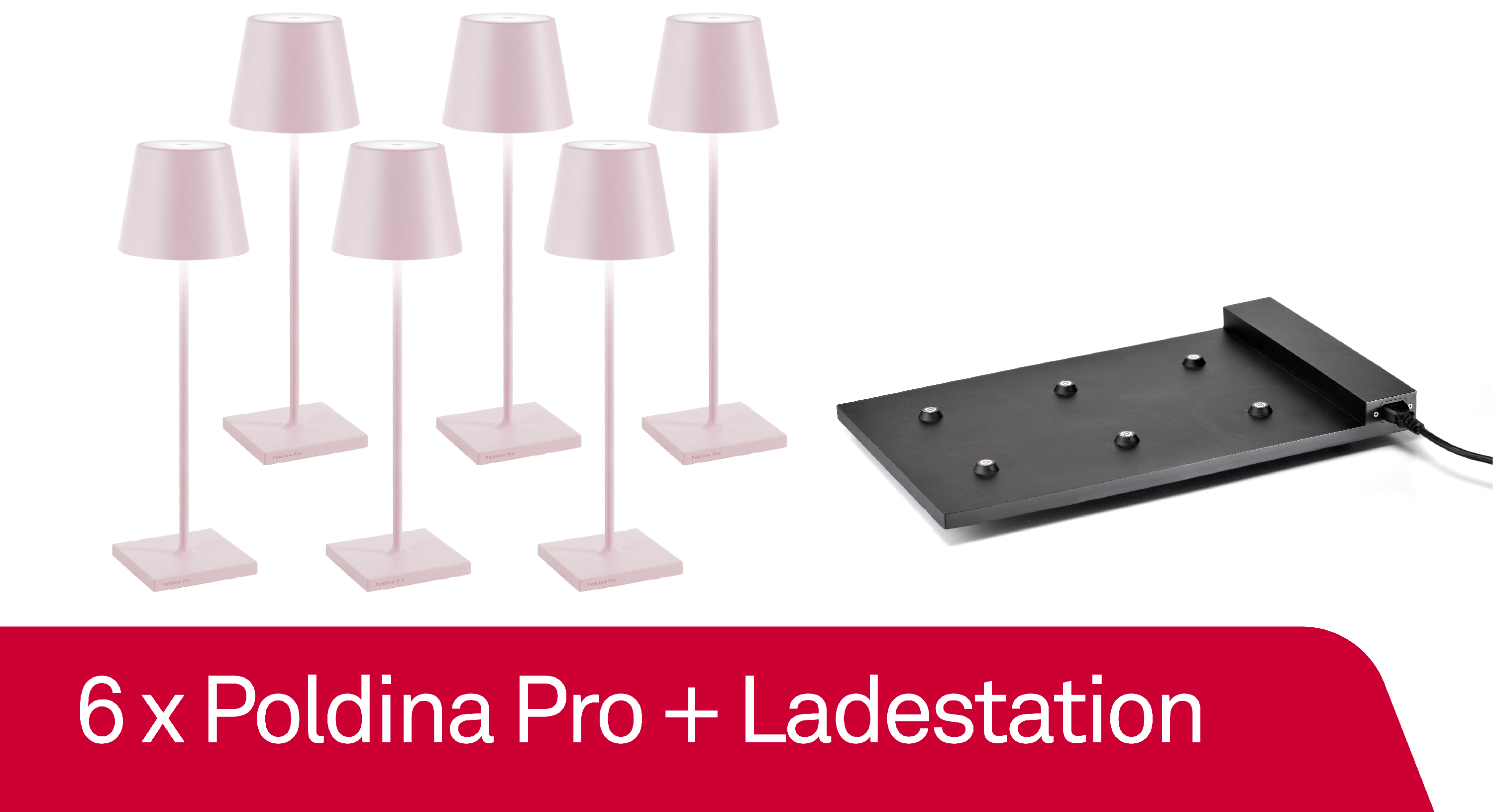 6 x Zafferano Poldina Pro Rosa + Ladestation - Bundle