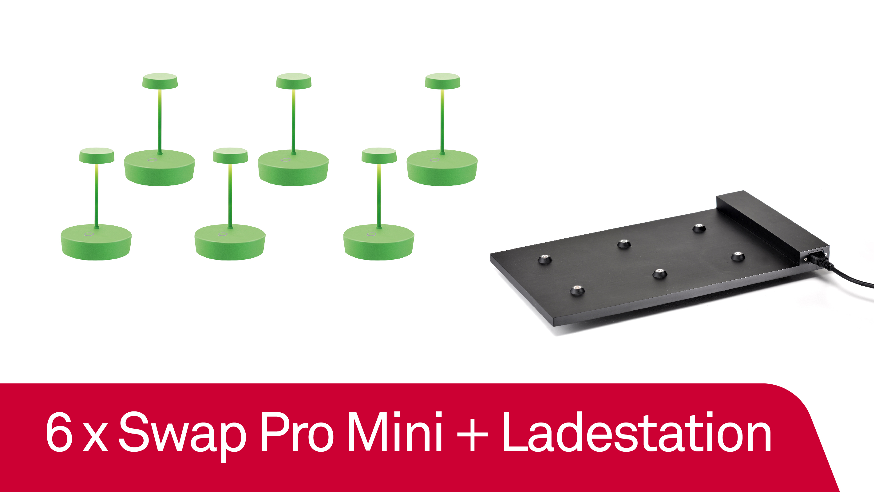 6 x Zafferano Swap Pro Mini - Verde Mela / Apple Green + Ladestation - Bundle