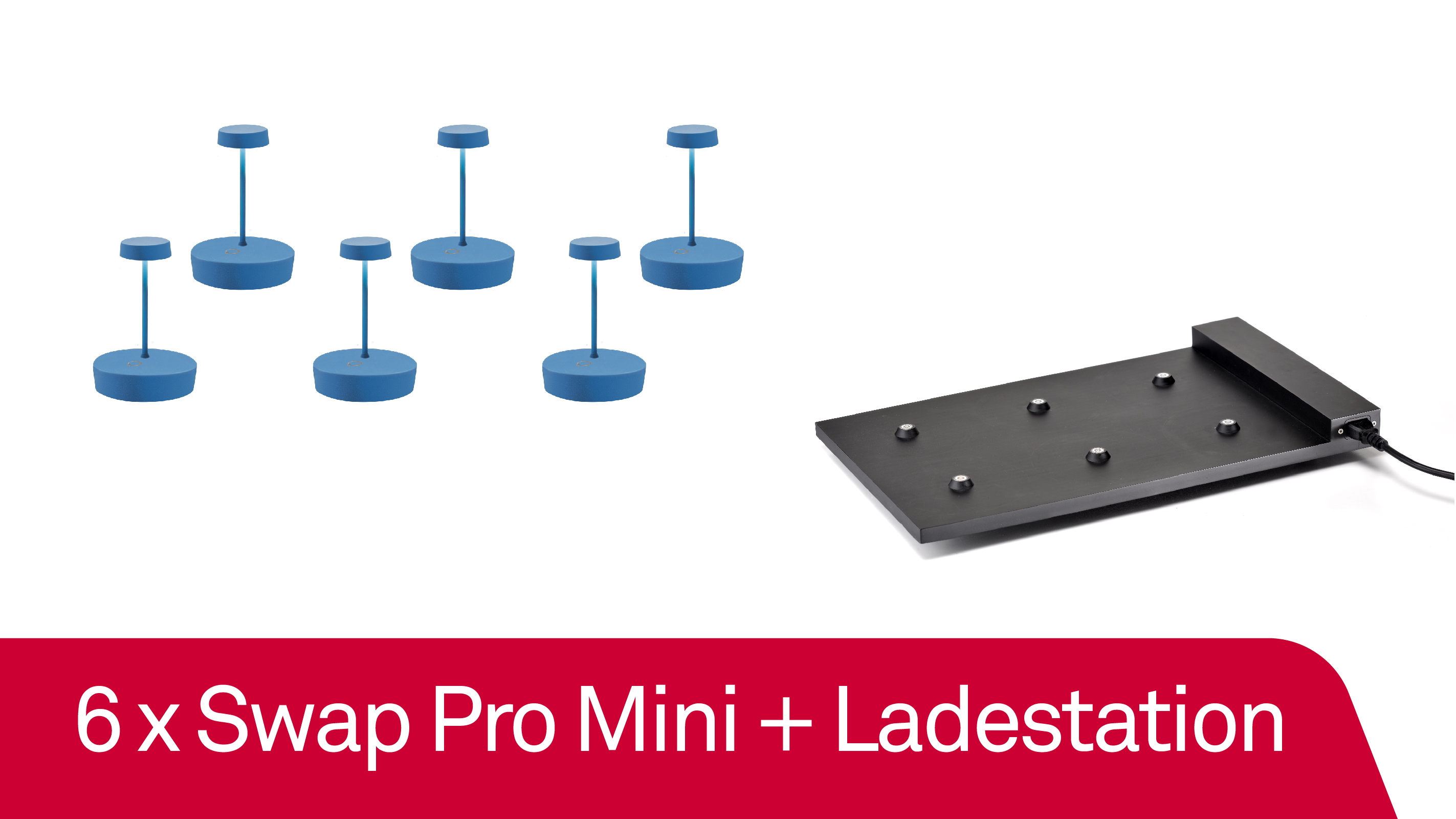 6 x Zafferano Swap Pro Mini - Blue Capri + Ladestation - Bundle