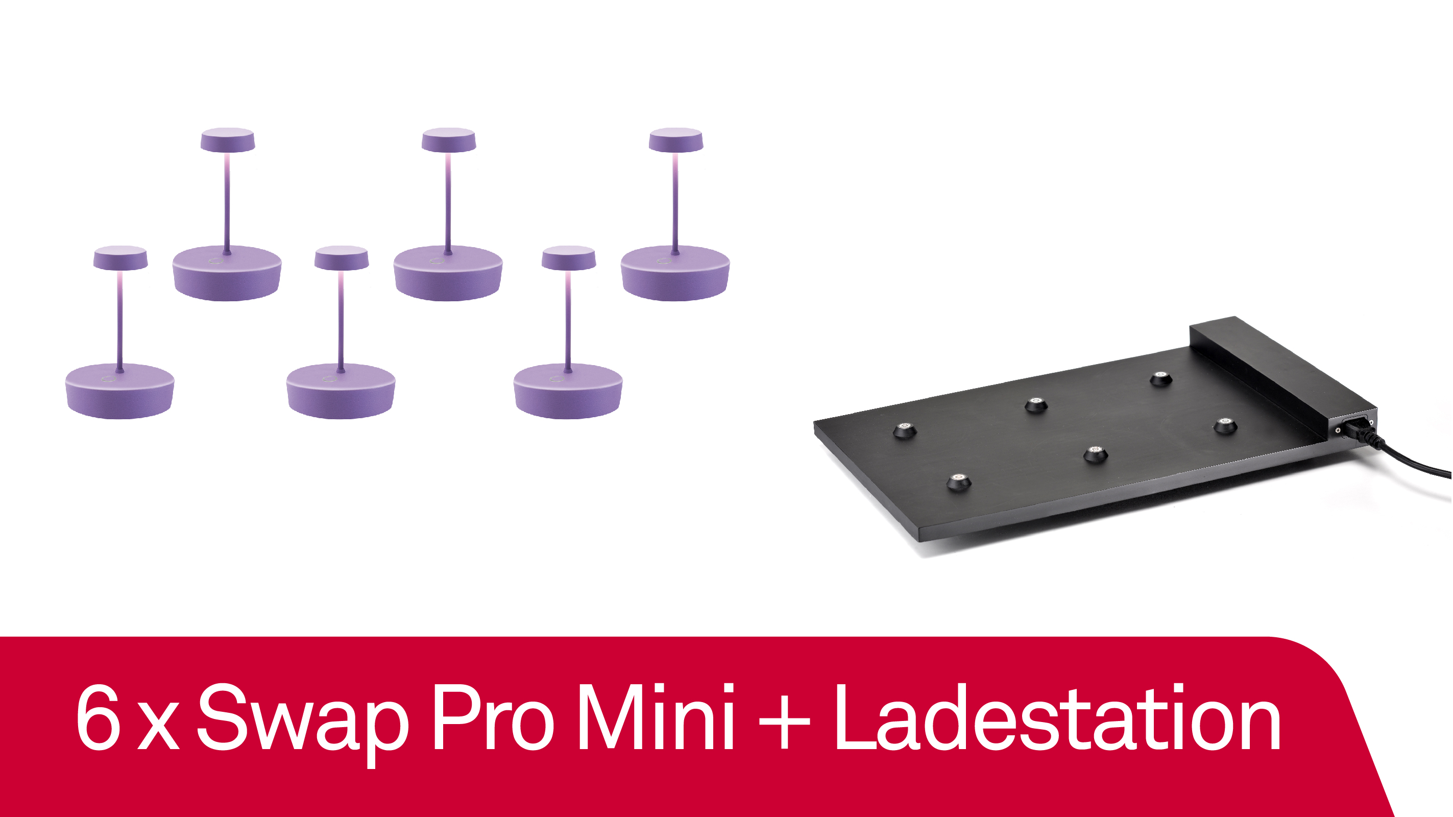6 x Zafferano Swap Pro Mini - Lila + Ladestation - Bundle