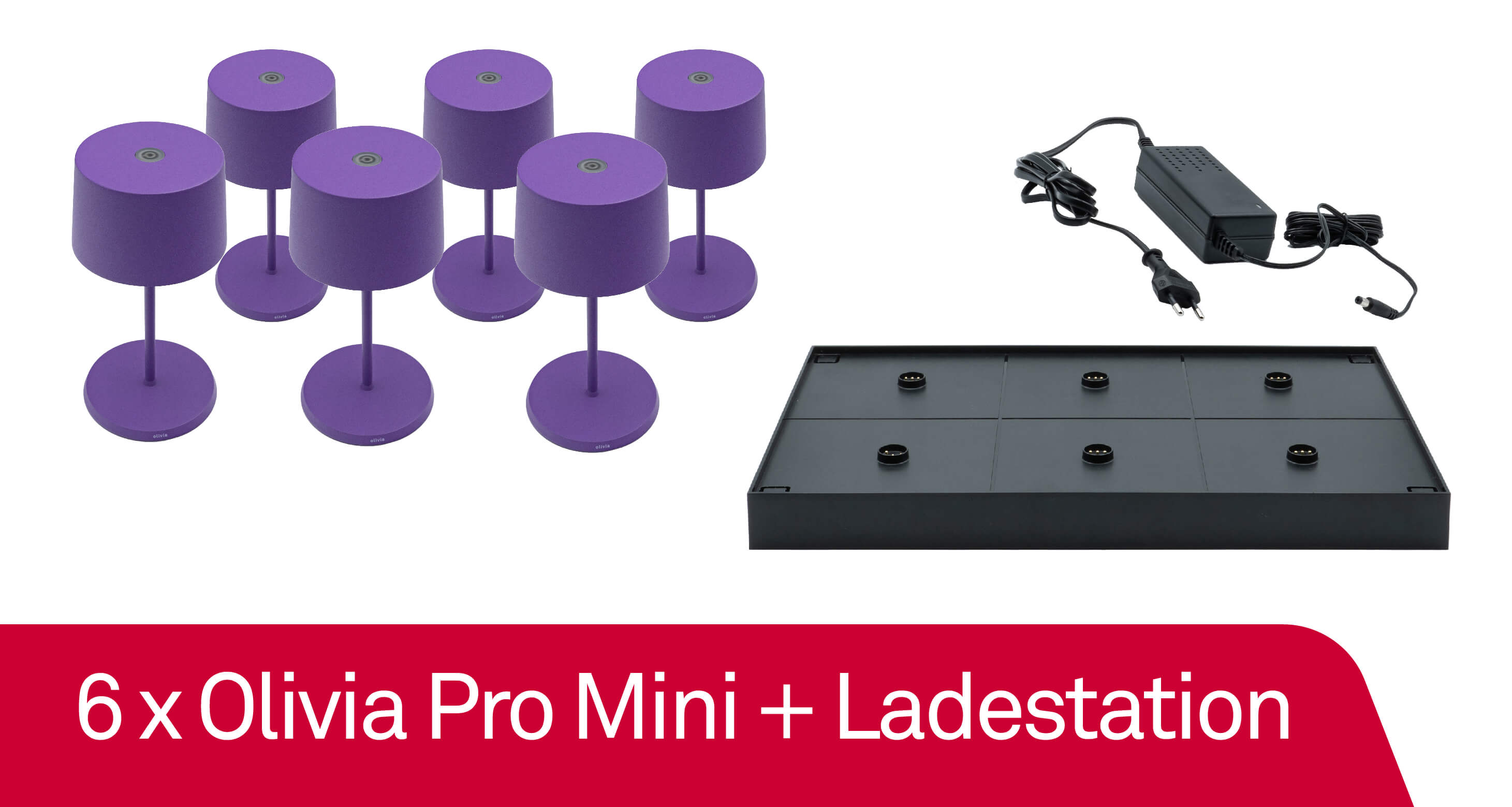 6 x Zafferano Olivia Pro Mini - Lila / Lilac + Ladestation - Bundle