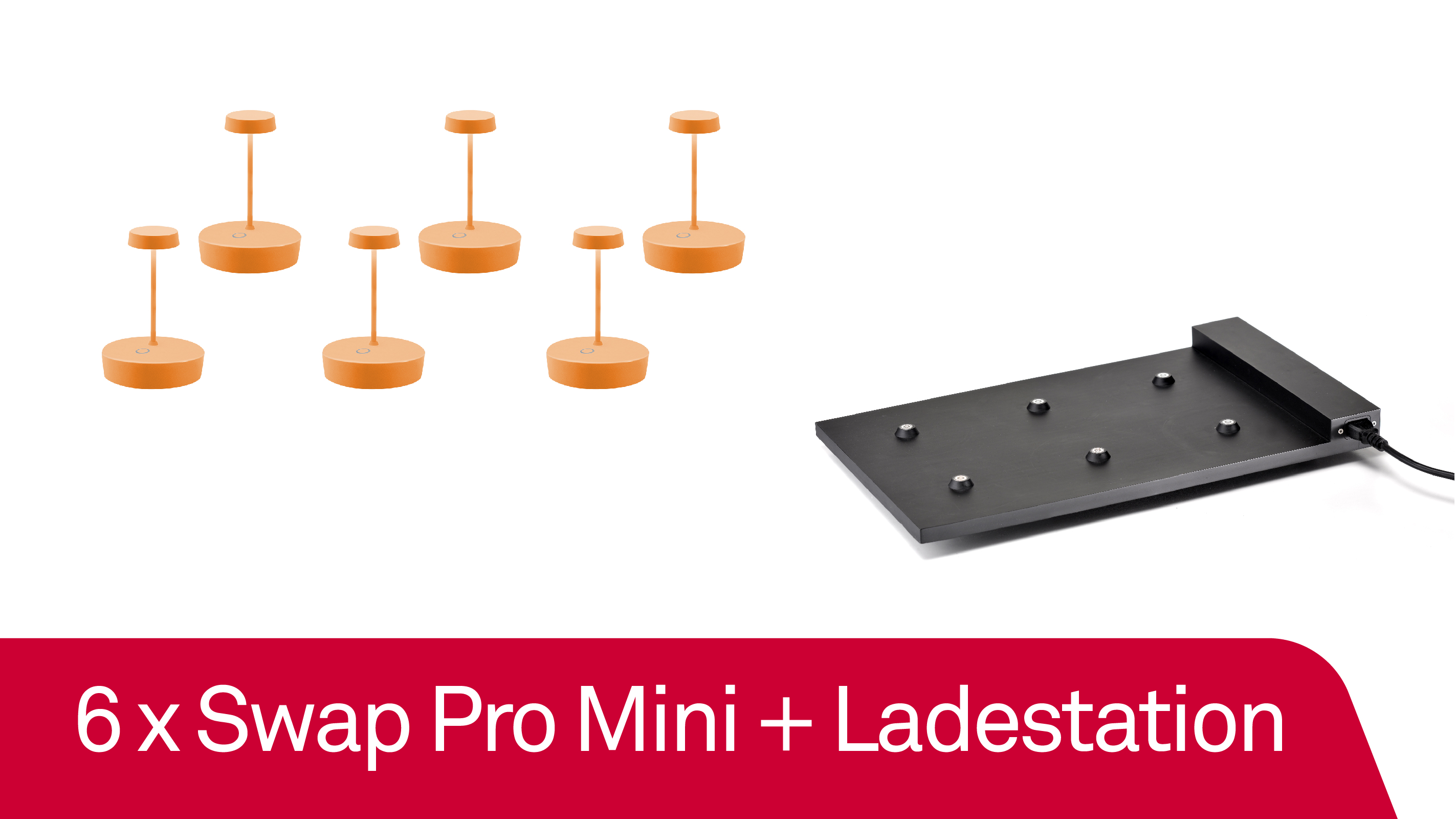 6 x Zafferano Swap Pro Mini - Arancione / Orange + Ladestation - Bundle