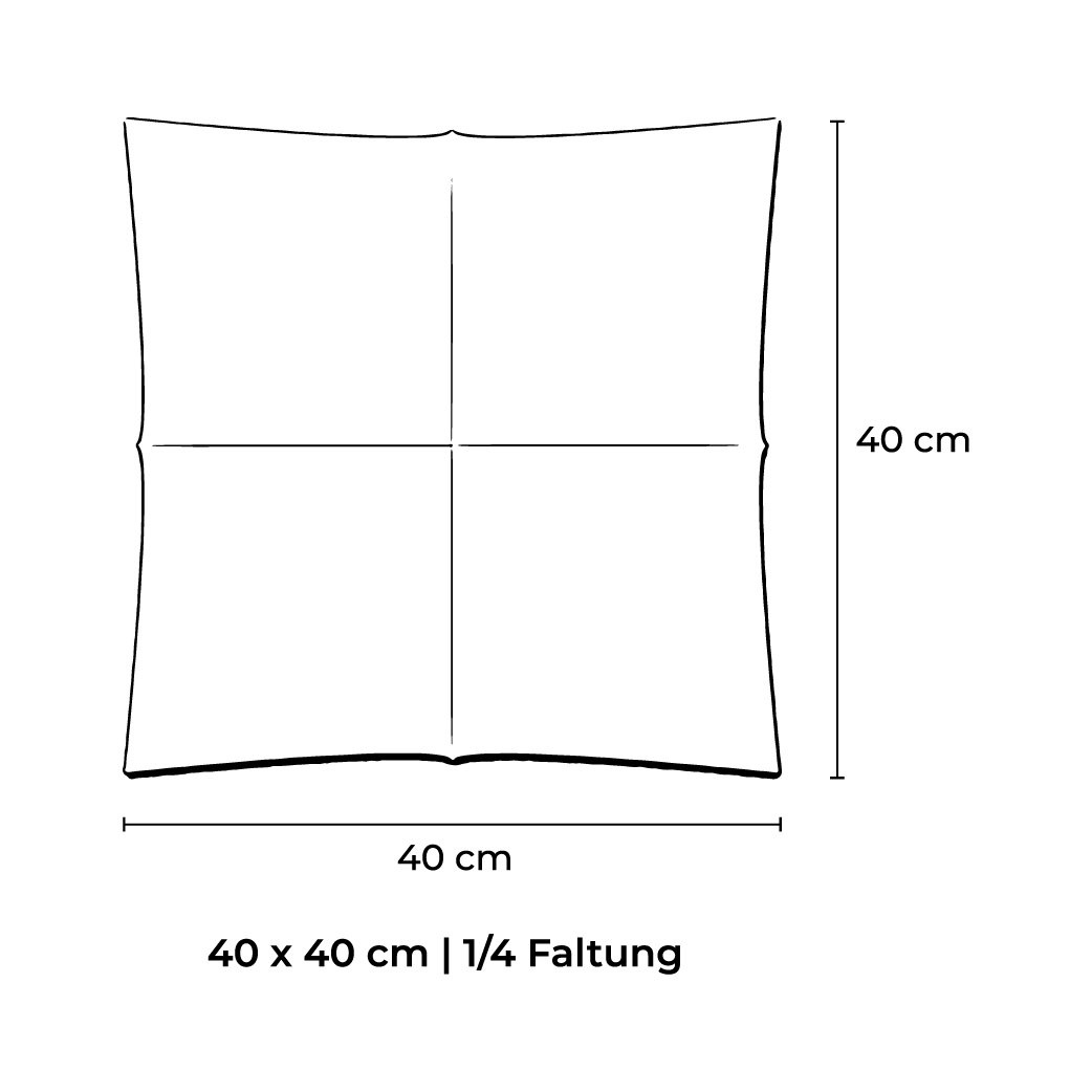 40x40 cm 1/4 Falz (Mindestbestellmenge 14.400 Stk.)