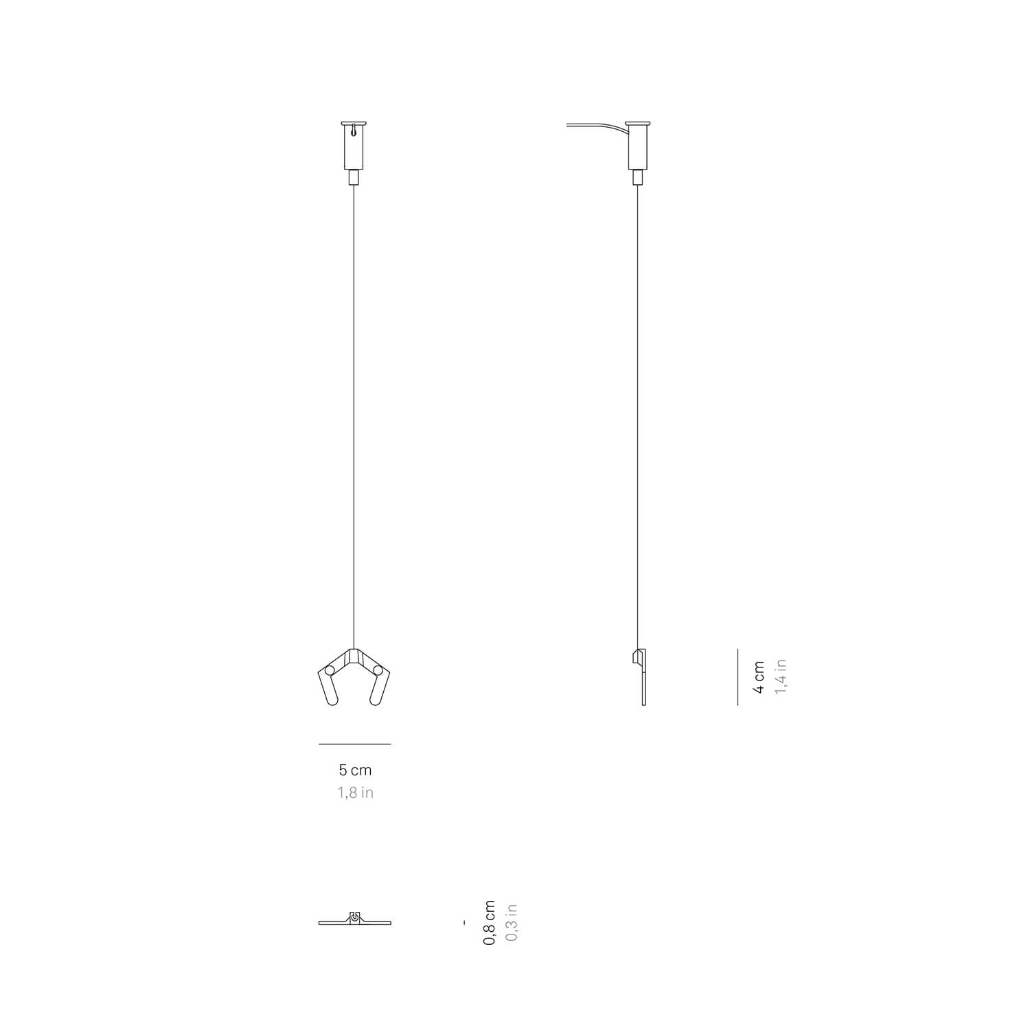 Deckenhalterung - Horizontale  Installation der Zafferano Pencil LED-Leuchte - Grigio Scuro / Dark Grey