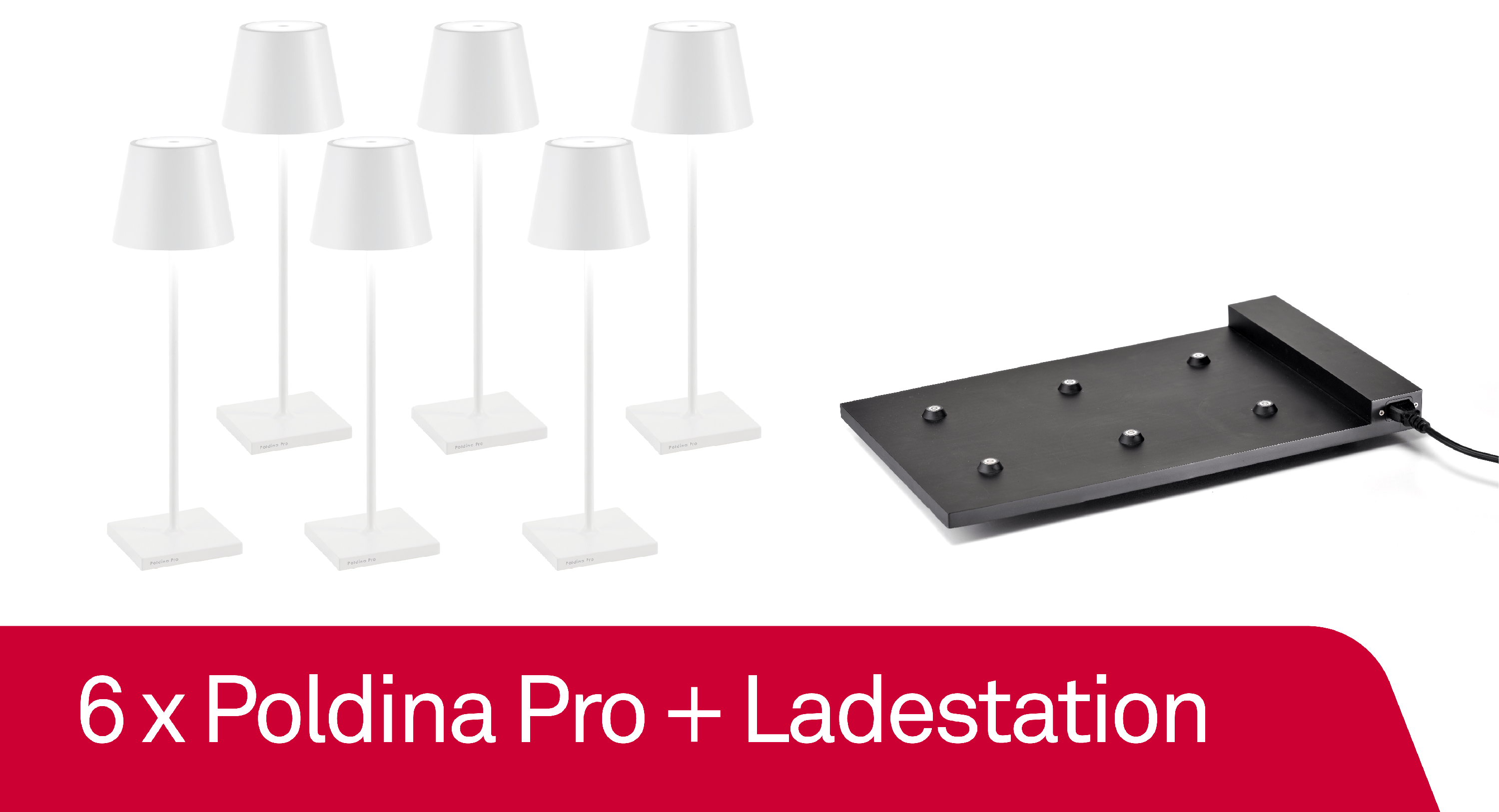 6 x Zafferano Poldina Pro Weiß+ Ladestation - Bundle