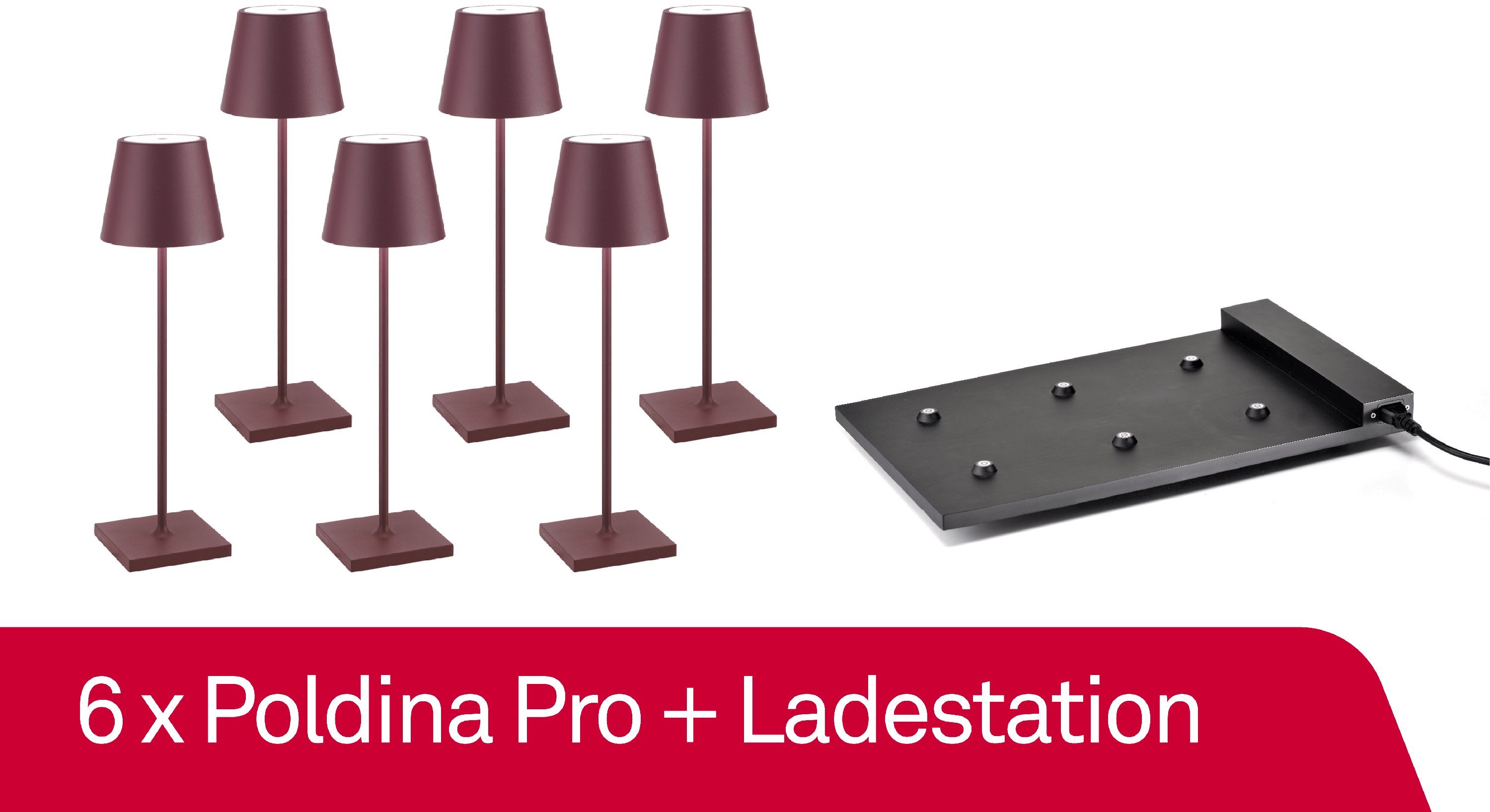 6 x Zafferano Poldina Pro Bordeaux + Ladestation - Bundle