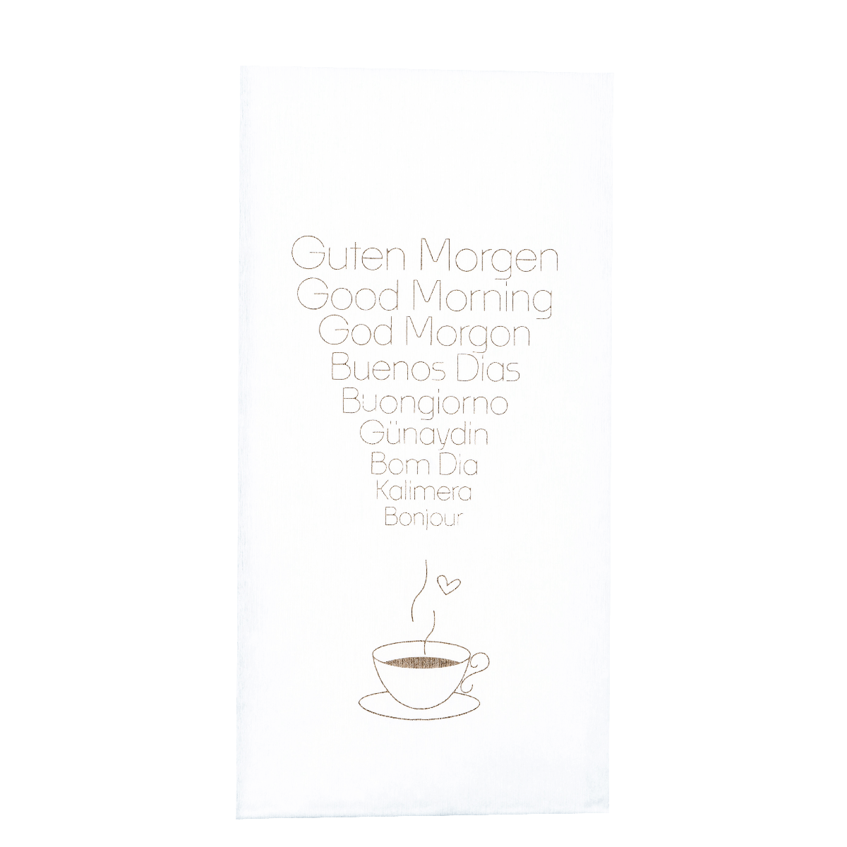 stoffähnliche Spunlaid Serviette 30x40 cm , 1/6 Falz mit Motiv: "GUTEN MORGEN" in vielen Sprachen 