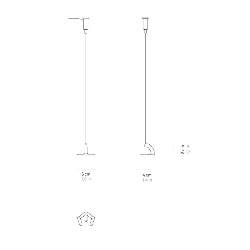 Deckenhalterung - vertikale Installation der Zafferano Pencil LED-Leuchte - Bianco / White 