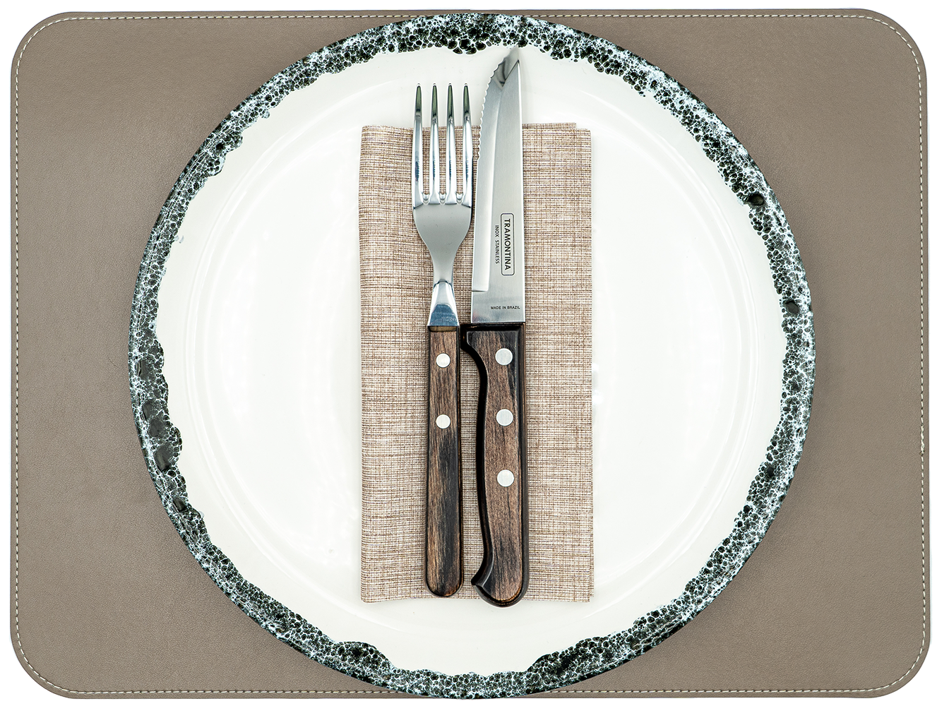 1 Tischset aus veganem PU Kunstleder - doppelseitig - 40 x 30 cm - Nutriabraun / Kastanie