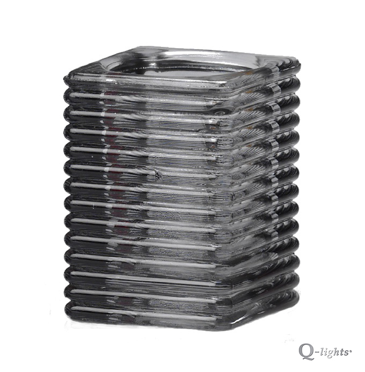 Q-lights® Quader Glasgefäß grau für Original Refills Kerzen 6 Stk.