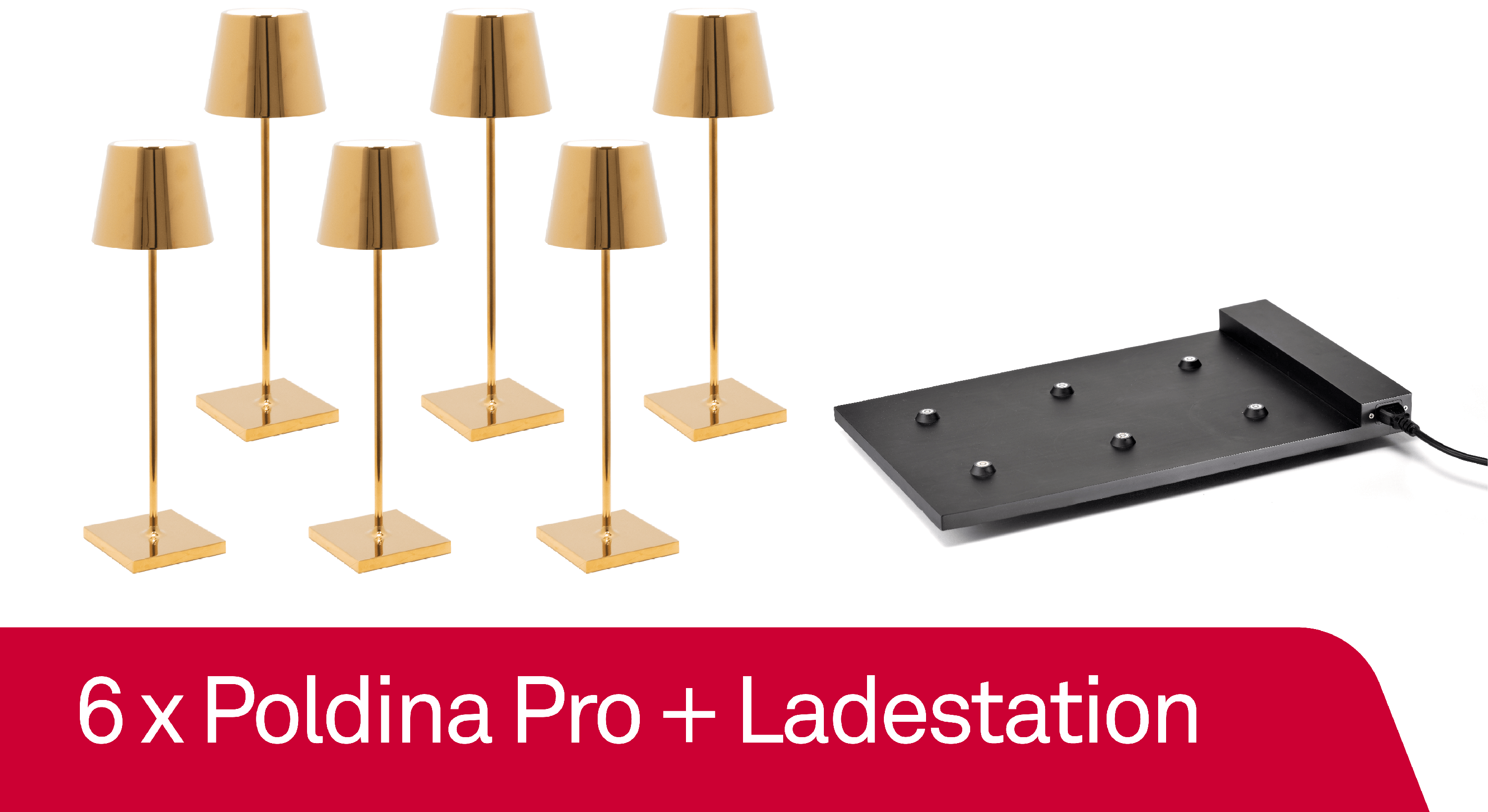6 x Zafferano Poldina Pro Glossy Gold + Ladestation - Bundle